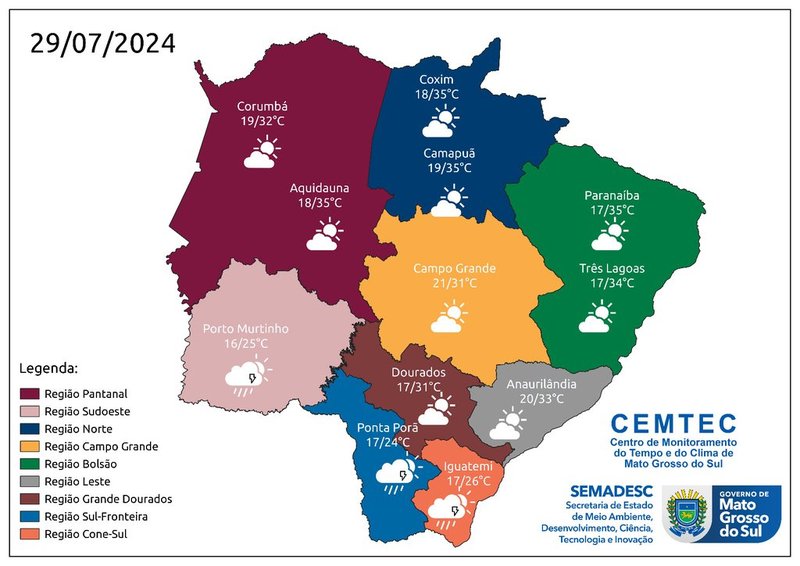 Previsão do Tempo em Mato Grosso do Sul